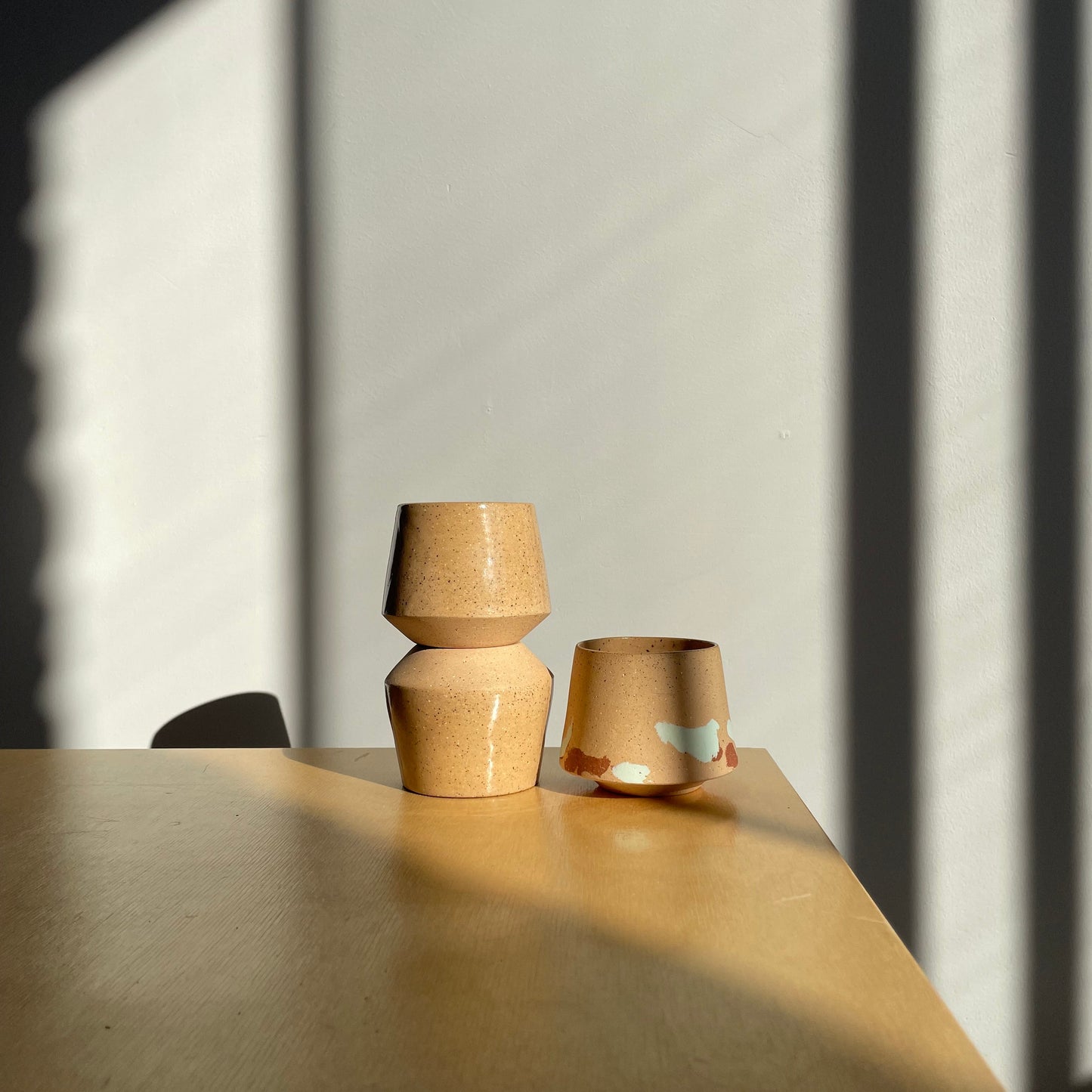 2 ceramic wine glasses